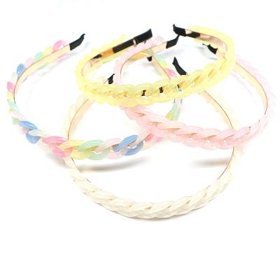 China Cute Sweet Headband Crystal Chain Headbands Cellulose Acetate Candy Color Korean Style Women Headbands Crystal Chain Headbands Latest Design for sale