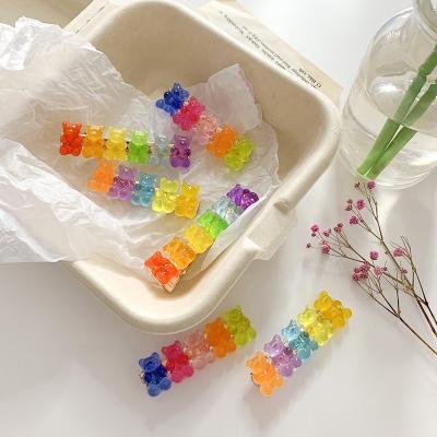 China 2021 New Women's Hair Spring Colorful Bear Hairpin Cute Accessory Fashionable Resin Jelly Hair Clip Soft For Girls for sale