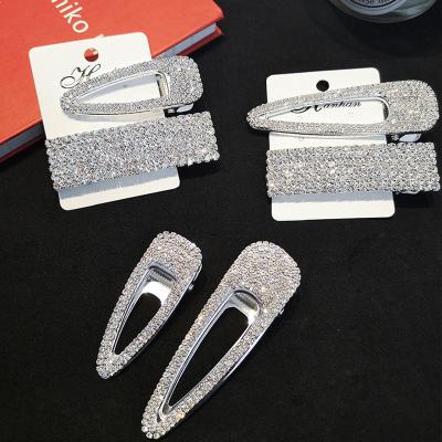 China Popular Wholesale Crystal Geometric Headwear Hair Clips Rhinestone Rhinestone Hairpins Alloy Hair Clips For Women Girls for sale