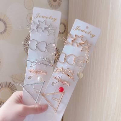 China Pretty Fashion Star Bow Hairpin Headdress Jewelry Flower Pearl Metal Hairpin Crystal Branch Bangs Hairpin For Girls for sale