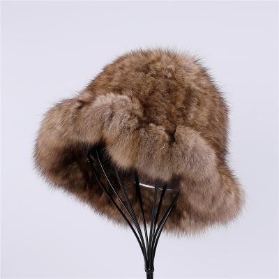 China JOINT High End Women's Winter Knitted 100% Real Sable Fur Hat Female Thick Warm Top Fur Bucket Hat for sale