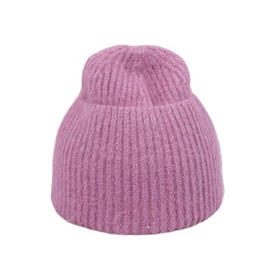 China Wholesale COMMON Women Knitted Beanie Hat Winter Warm Knit Toque Covers Custom Logo Woman Long Hair Angora Beanies for sale