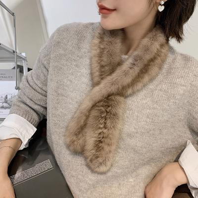 China 100% Real Sand Fur Knitted Scarf Elegant High End Quality Women's Natural Mink Fur Scarves Lady Fashion Winter Wraps Neck Warmer for sale