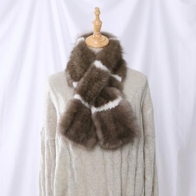 China 100% Real Sand Fur Knitted Scarf High End Quality Comfortable Fashion Women's Natural Mink Fur Scarves Lady Fashion Winter Wraps Neck Warmer for sale