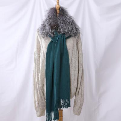 China Wholesale New Fashion Women's Fashion Autumn Winter Wool Patchwork Fox.Elegant Fur Knitted Scarves Wraps Luxury Pashmina Fur Scarves Cape for sale