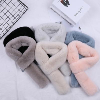 China Real Beautiful Double Sided Rex Rabbit Fur Scarf Girls Women Natural Soft Hand Feeling Women's Snood Scarves Winter Soft Warm Cute Wraps for sale