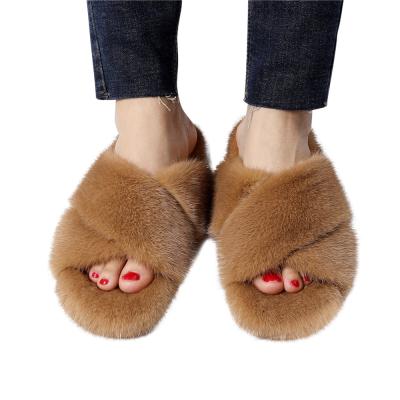 China 100% Fur Mink Fur Fashion Slippers Ladies European fashion trend reference real slips luxury women real Mink Fur Slipper for sale