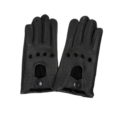 China New Men's Autumn Winter Fashion Driving Mittens Genuine Leather Glove Real Deerskin Luxury Gloves Breathable Holes for sale