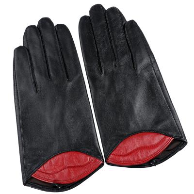 China Fashion Real Leather Gloves Motorcycle Breathable Luxury Real Leather Gloves Motorcycle Racing Red Lip Riding Style for sale