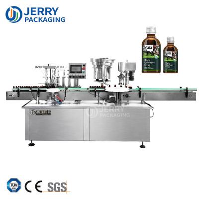 China Full Automatic Health Plastic Beverage Food Glass Bottle Oral Flavor Syrup Filling And Aluminum ROPP Sealing Capping Machine for sale