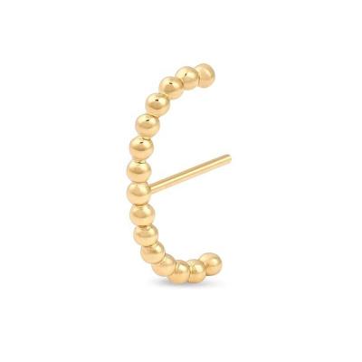 China YINJU Sterling Silver 925 Jewelry TRENDY Hiphop Minimalist Beaded Cuff Earring 18k Gold Plated for sale