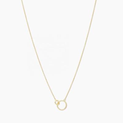 China Simple 925 Sterling Silver 18k Gold Plating TRENDY Double Circle Adjustable Necklace for sale