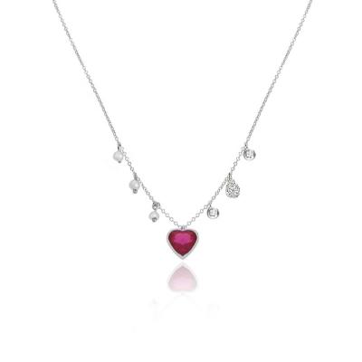 China FASHIONABLE Charm Chunky Delicacy Gold Cubic Zirconia Pearl Heart Necklace 925 Sterling Silver For Women for sale