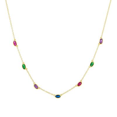 China TRENDY 925 Sterling Silver Dainty Rainbow Cubic Zircon CZ Necklace Jewelry for sale