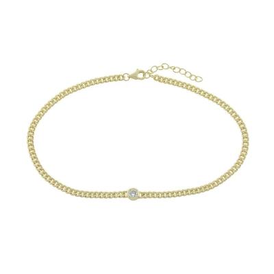 China New Design Fashionable China Jewelry Gold Silver Vermeil 925 Diamond CZ Link Anklet Chain for sale