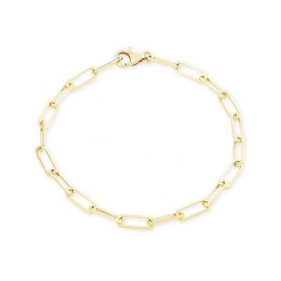 China FASHIONABLE Custom Jewelry Gold Filled Silver Minimalist Paperclip 925 Chain Bracelet for sale