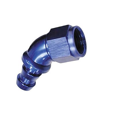 China BJR AN6 Female Full Oil Flow 45 Degree Aluminum Elbow Push On Fitting for sale