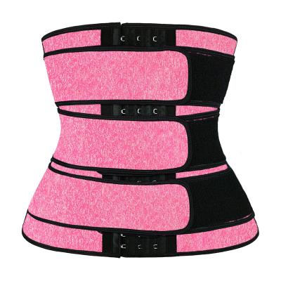 China NANBIN Antibacterial Three Belt Sauna Waist Trainer Sweat Wrap Wholesale Custom Pink Neoprene Corset for sale