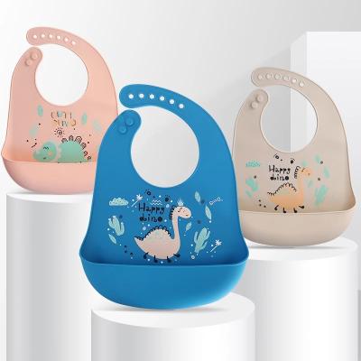 China Food Grade Washable Custom Printed Bpa Free Kids Feeding Kids Waterproof Baby Silicone Bib Set Colorful Silicone Baby Bib for sale