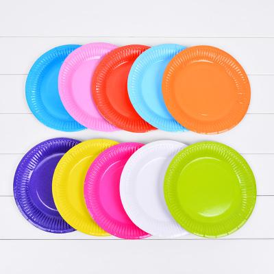 China Wholesale Disposable Party Plate Single Color Disposable Paper Factory Stocked Disposable For Birthday Thanksgiving 250 Gsm DIY Paper Plates for sale