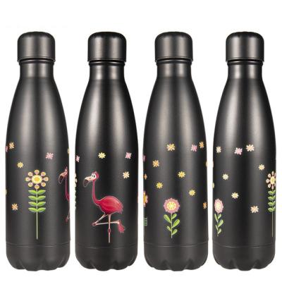 China 20 Sports Water Bottle Gym Flamingo Color Flask Floral Stainless Steel Viable Thermos Insulated Cold Cup Holder Bike Drink Bottle Custom for sale