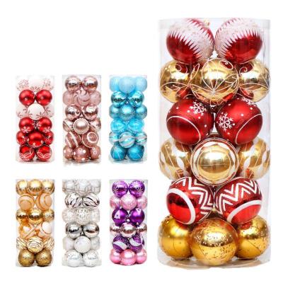 China 24pcs Plastic Christmas Decorations Balls Tree Ornaments Large Foam Styrofoam Decoration Toys On Christmas Tree 6cm Ball Baubles New for sale