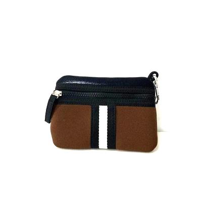 China Hot Sale Fashion Small Vintage Brown Color Neoprene Coin Purse Wallet With Silver Clasp for sale