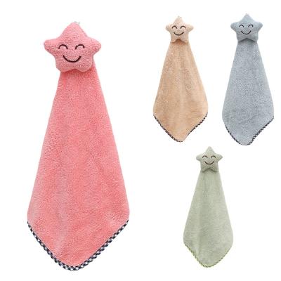 China Hot Selling Customized Fashion Home Towel Hypoallergenic Solid Color Can Hang Children Hand Towel for sale