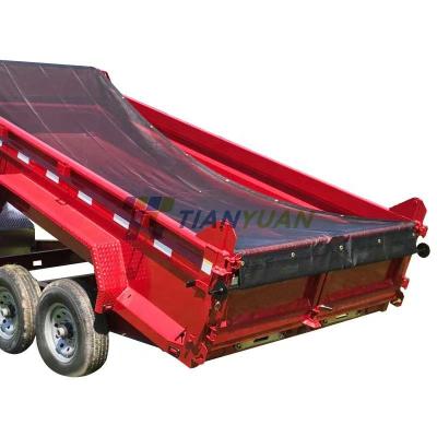 China Custom Heavy Duty Mesh Tear-Resistant PVC Coated Dump Truck Tarpaulin for sale