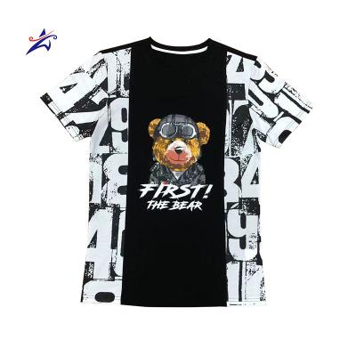 China Slim Fit Bear Bel Men's Clothing Compressed Print Contrast Trim Men's T-Shirt for sale