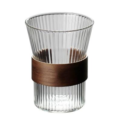 China Sustainable Vertical Pattern Glass Mug Tea Cup Coffee Cup High Value Household for sale