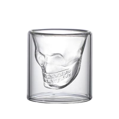 China Double Viable Creative Glass Skull Mug Coffee Mug Glass for sale