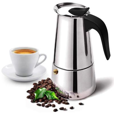 China WITH LID Silver Stovetop Espresso Maker Stainless Steel Coffee Maker Espresso Moka Pot With Percolator for sale