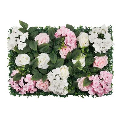 China Anti-UV Outdoor Artificial Plastic Flower Panels Green Plant Garden Wall Plant Garden Green Vertical Wall for sale