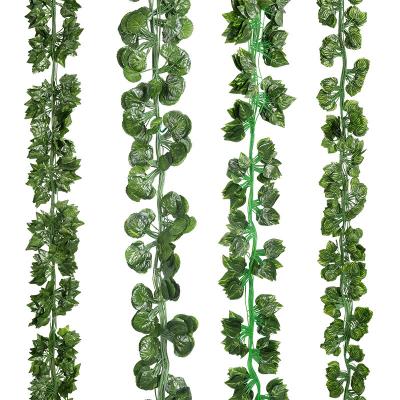 China Home Indoor Artificial Faux Greenery Vines Decoration Green Leaves Garlands Fake Ivy Leaves Hanging Plants Begonia/Boston Ivy for sale