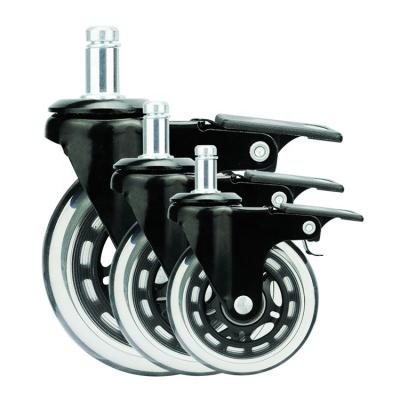 China PIVOT RTS 2.5 Inch Clear Stem Swivel PU Swivel Locking Office Chair Caster Wheels for sale