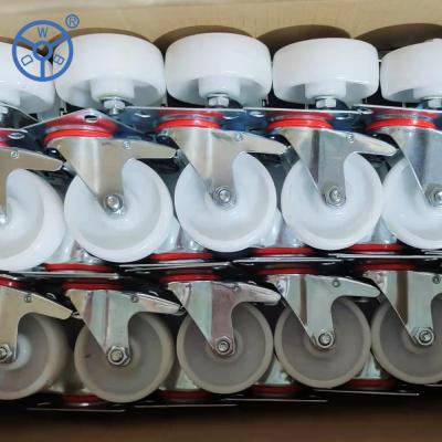 China Rigid WBD PP /Nylon Swivel Caster Plastic European Type Industrial Wheels Beige With Guard for sale