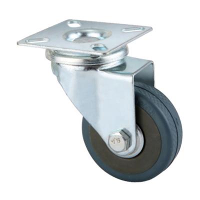 China 2/3/4/5 Inch Threaded Stem Trolley Cart Gray PVC/Rubber Rigid Caster Wheel for sale