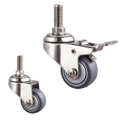 China Popular Rigid 3 4 5 Inch Stainless Steel Caster Wheel Stainless Steel PU Caster Wheel With Lock for sale