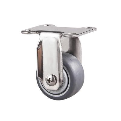 China 1.5 Inch Light Duty 2 Inch 40/50MM Stainless Steel TPR Slient Flat Freestanding Furniture Rigid Caster Wheels for sale