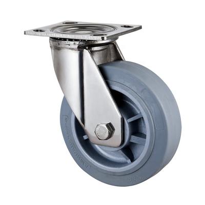 China PIVOT 4inch 5inch 6inch 8inch heavy duty stainless steel tpr gray rubber swivel caster wheel for sale