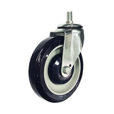 China Wholesale Dark Blue PIVOT WBD 4 Inch 5 Inch PU Supermarket Shopping Casters Trolley Wheels for sale