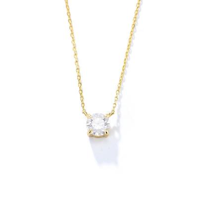 China New Fashionable Lady 14K Gold Plated CZ Pendant 925 Sterling Silver Cubic Zirconia Diamond Necklace for sale