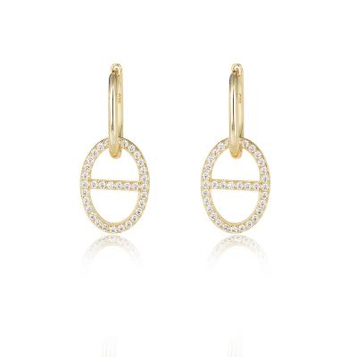 China TRENDY Real Gold Plated Jewel Diamond CZ 925 Silver Clip On Ear Ring Pig Nose Earrings for sale