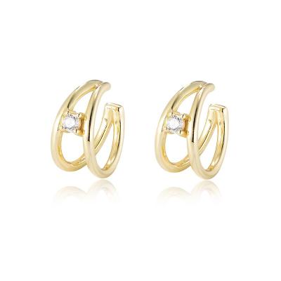 China Eco-Friend Hotsale No Piercing Jewelry Girl Gold Plated Zircon Ear Clip Cuff Earrings for sale