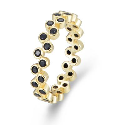 China Fashionable Jewelry 925 Silver Bezel Wedding Setting Black Zircon Eternity Band Ring for sale