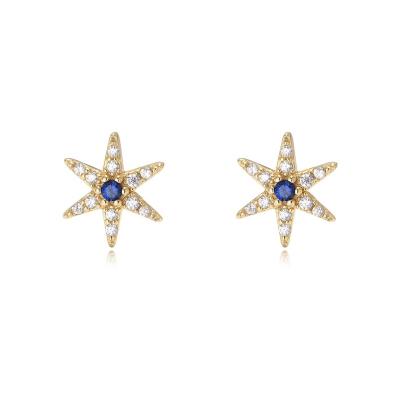 China TRENDY 925 Sterling Silver 14K Gold Plated Unique Fashion Jewelry Starfish CZ Earrings Stud For Women for sale