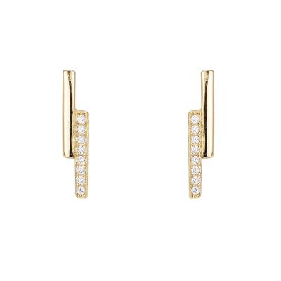 China Factory direct TRENDY Gold Plated Jewelry Trendy Earrings 925 Sterling Zircon Barsilver Line Stud Earrings for sale