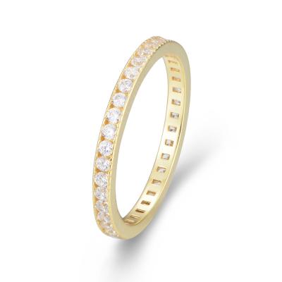 China Trendy Trendy Rose Gold Plated 925 Sterling Silver Fork Setting Zircon Stone Eternity Ring for sale