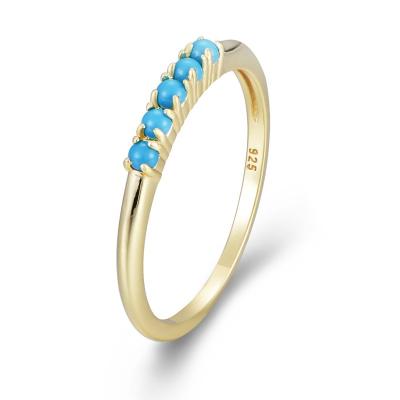 China Fashionable Wholesale Women Finger 925 Sterling Silver Turquoise Zirconia Band Ring Jewelry Supplier for sale